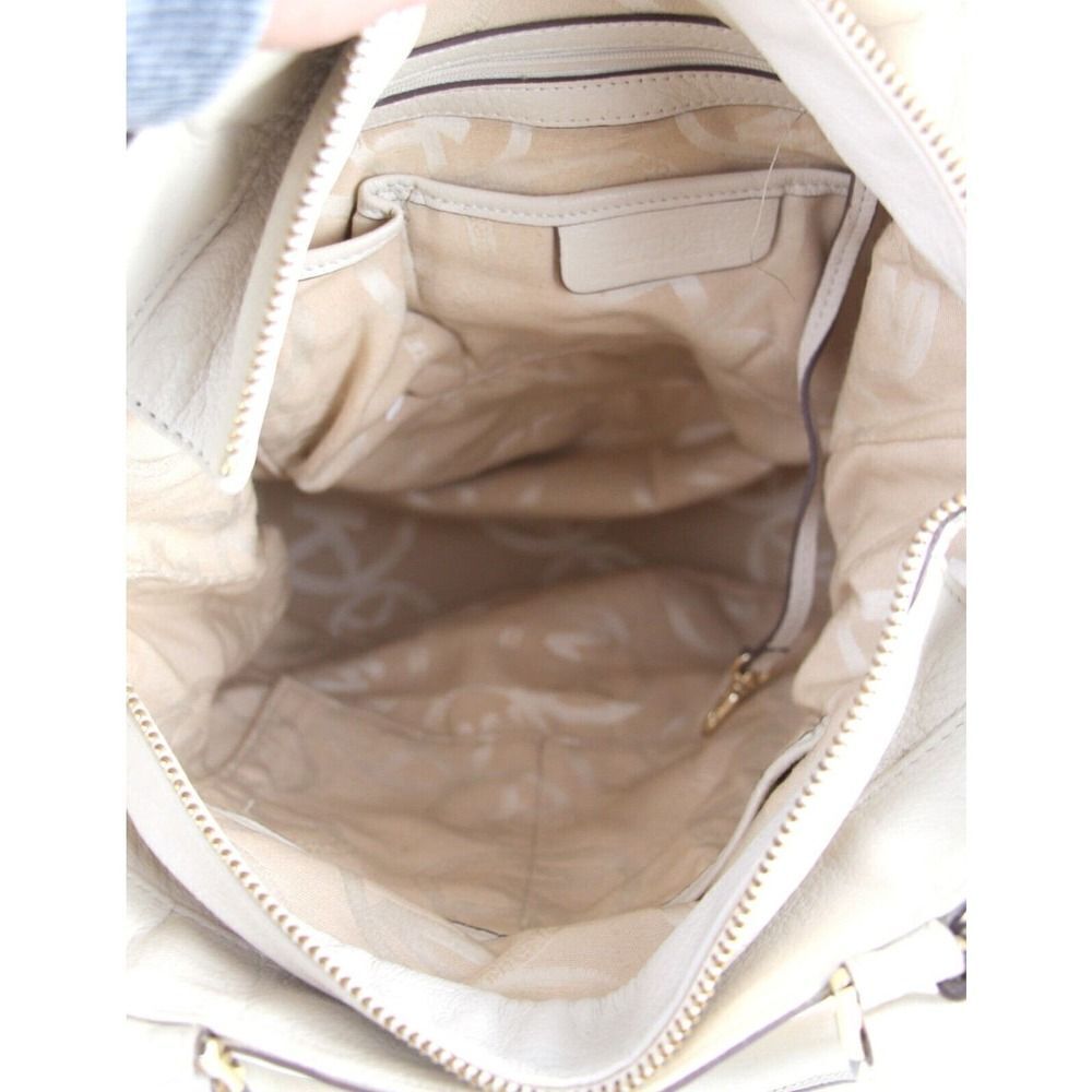 Michael Kors BEIGE GENUINE LEATHER LRG X-BODY SHOULDER BAG SATCHEL HANDBAG PURSE - Picture 9 of 15